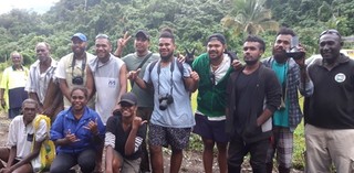 The team behind the short film Sky Aelans 2021 at Lee’s Lake, Central Guadalcanal, Solomon Islands, 2019 / Image courtesy: Regina Lepping