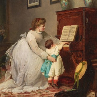 G.F. Folingsby, Germany/Australia 1828—91 / The first lesson 1869 / Oil on canvas / 83.5 x 63.8cm / Purchased 1990 / Collection: Queensland Art Gallery | Gallery of Modern Art