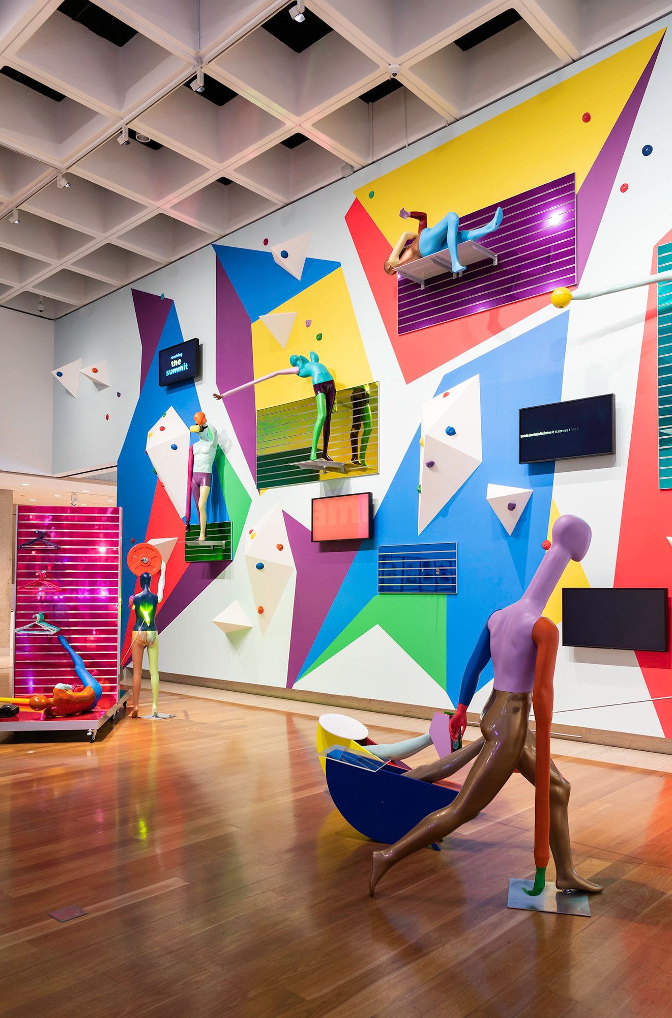 Justene Williams, Australia b.1970 / Installation view of The Vertigoats 2021 / Mixed media / Purchased 2021 with funds from the Contemporary Patrons through the QAGOMA Foundation / Collection: Queensland Art Gallery | Gallery of Modern Art / © Justene Williams/Copyright Agency / Photograph: N Harth © QAGOMA