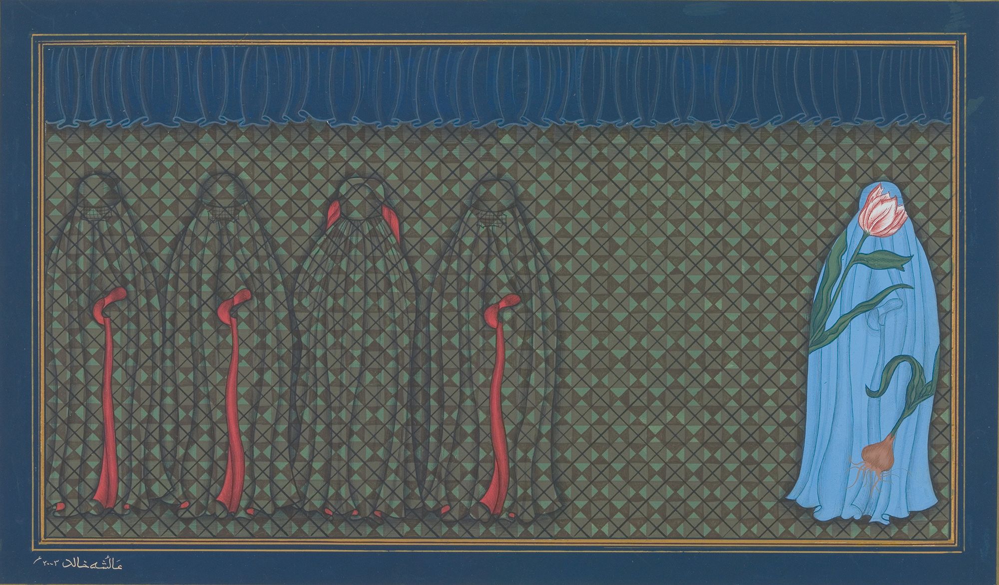 Aisha Khalid, Pakistan b.1972 / Exotic bodies 2003 / Gouache on wasli paper / 20 x 33.7cm / Purchased 2004. QAG Foundation Grant / Collection: Queensland Art Gallery | Gallery of Modern Art / © Aisha Khalid