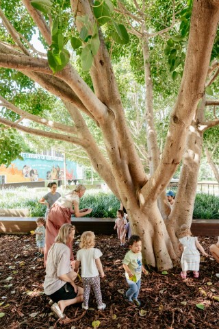 A program at the QAGOMA Bodhi Tree Terrace, 2025 / Photograph: J Ruckli / ©QAGOMA