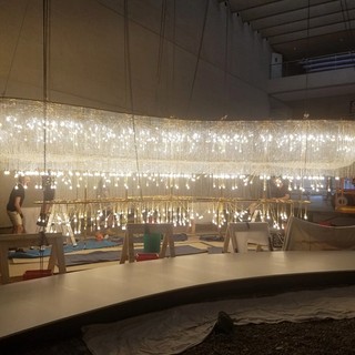 Ai Weiwei’s Boomerang 2006 undergoing rewiring for energy-efficient LED bulbs, 2020 / Photograph © QAGOMA