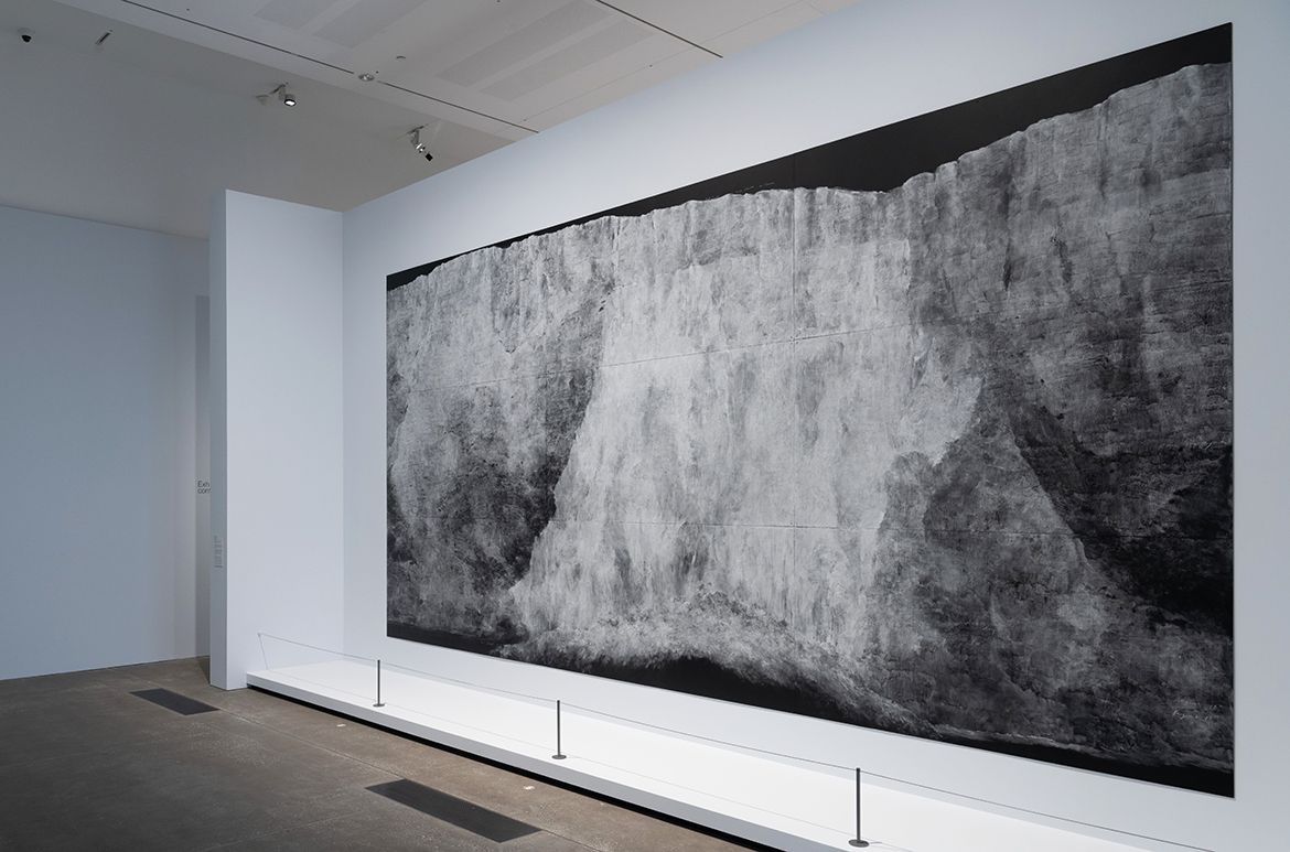 Tacita Dean, United Kingdom b.1965 / Chalk Fall 2018 / Chalk on blackboard / Nine panels: 121.9 x 243.8cm (each); 365.8 x 731.5cm (overall) / Purchased 2021. The Josephine Ulrick and Win Schubert Charitable Trust / Collection: The Josephine Ulrick and Win Schubert Charitable Trust, Queensland Art Gallery | Gallery of Modern Art / © Tacita Dean / Photograph: M Campbell © QAGOMA