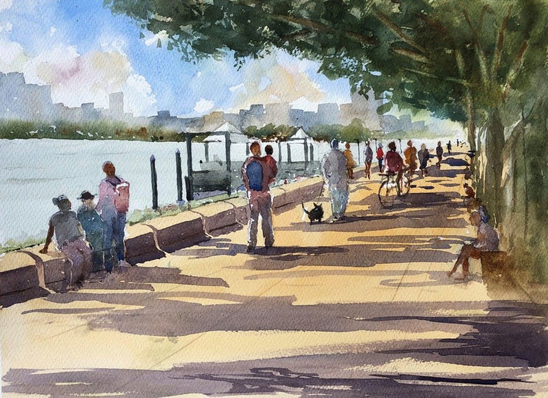 Peter Darmody / Southbank River Walk / Image courtesy: Urban Sketchers Brisbane.