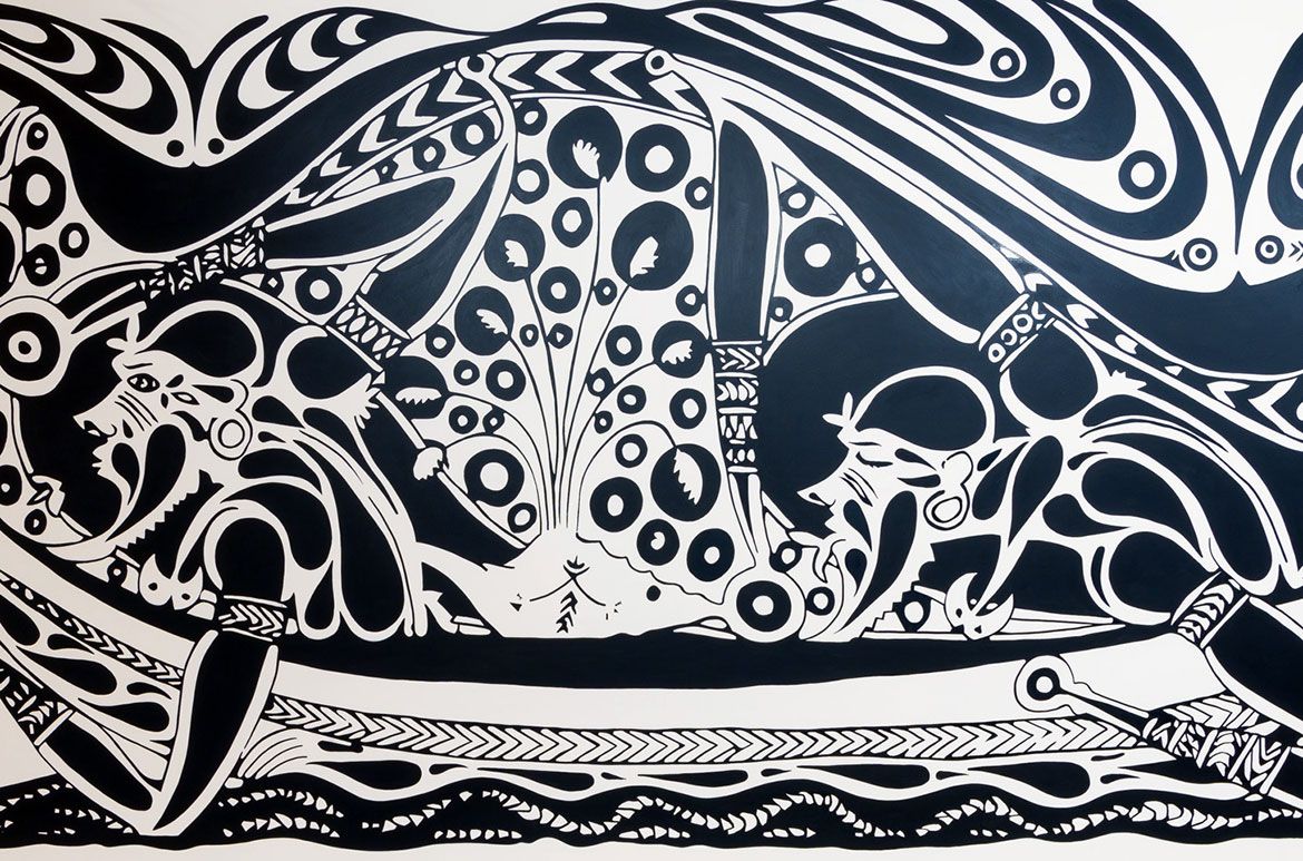 Alick Tipoti, Kala Lagaw Ya people, Australia b.1975 / Kudusur 2017 / Commercial acrylic paint / Commissioned 2017 for the permanent Australian Art Collection display / © Alick Tipoti