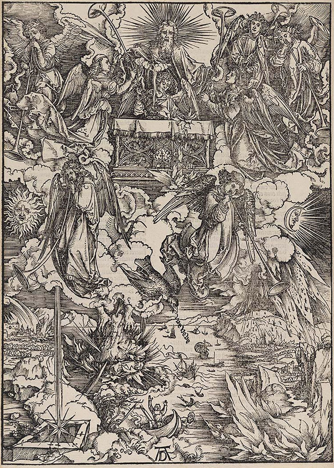 Albrecht Dürer, Germany 1471-1528 / The Opening of the Seventh Seal c.1496-97, from ‘The Apocalypse’, Latin edition, 1511 / Woodcut on paper / Purchased 2013 with funds from the Airey Family through the Queensland Art Gallery Foundation / Collection: Queensland Art Gallery | Gallery of Modern Art