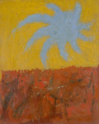 Jon Molvig, Australia 1923-70 / Sun 1959 / Oil and enamel on hardboard / 63.5 x 51.5cm / Gift of Ray Hughes through the Queensland Art Gallery | Gallery of Modern Art Foundation 2016. Donated through the Australian Government’s Cultural Gifts Program / Collection: Queensland Art Gallery / © Otte Bartzis