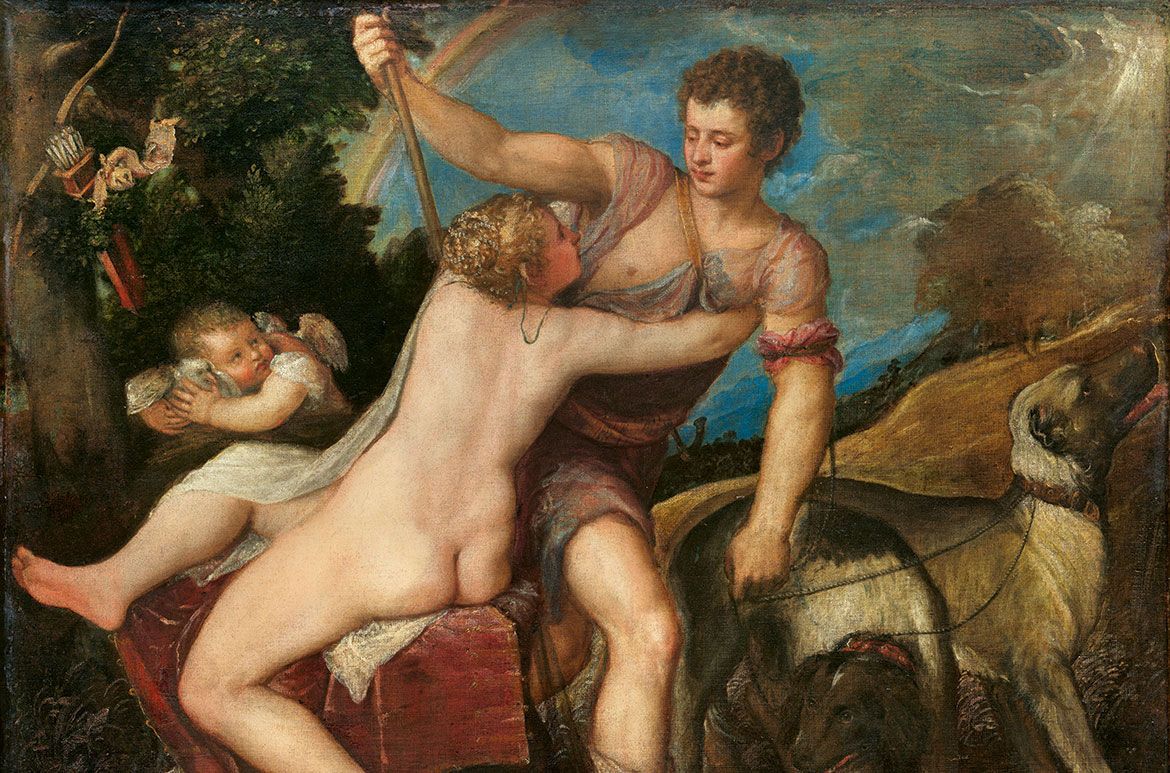 Titian (Tiziano Vecellio), Italy c.1485/90–1576 / Venus and Adonis (detail) 1550s / Oil on canvas / 106.7 x 133.4cm / The Jules Bache Collection, 1949 / 49.7.16 / Collection: The Metropolitan Museum of Art, New York