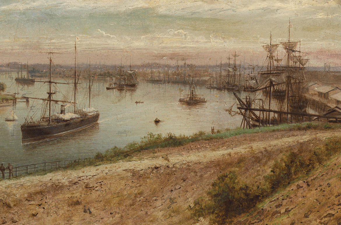 Isaac Walter Jenner, England/Australia 1836-1902 / Brisbane from Bowen Terrace, New Farm 1888 / Oil on board / 14.5 x 21.8cm / Purchased 1995. Queensland Art Gallery Foundation / Collection: Queensland Art Gallery | Gallery of Modern Art