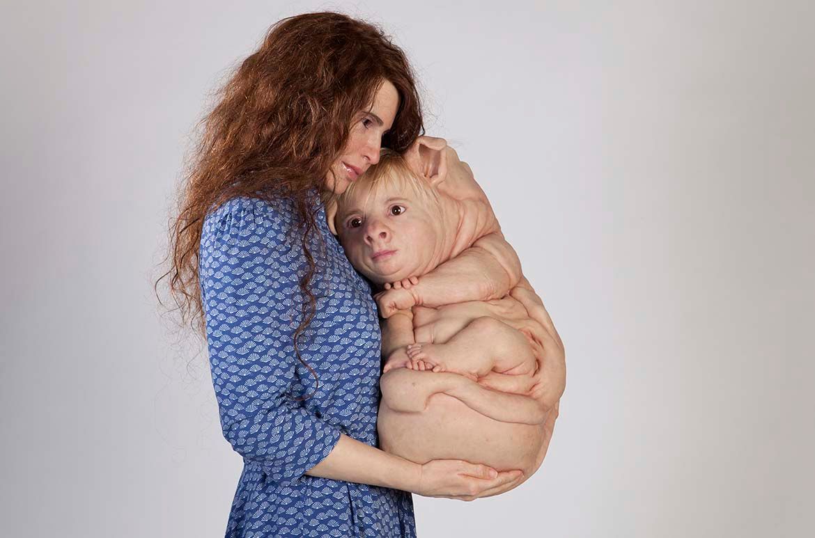 Patricia Piccinini, Australia b.1965 / The Bond 2016 / Silicone, fibreglass, human hair, clothing / Patricia Piccinini, Australia b.1965 / The Bond 2016 / Silicone, fibreglass, human hair, clothing / 162 x 56 x 50cm / Courtesy the artist, Tolarno Galleries, Melbourne; Roslyn Oxley9 Gallery, Sydney; and Hosfelt Gallery, San Francisco / Courtesy the artist, Tolarno Galleries, Melbourne; Roslyn Oxley9 Gallery, Sydney; and Hosfelt Gallery, San Francisco
