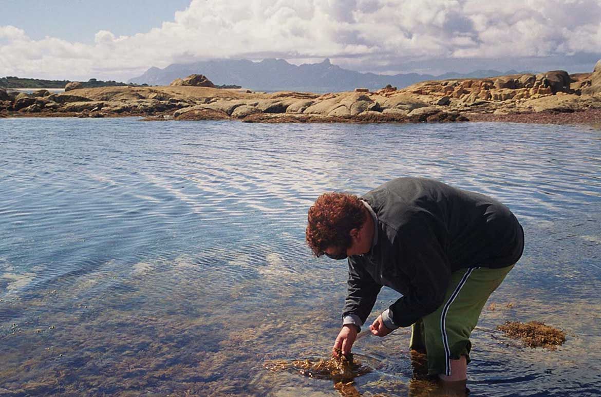 Lola Greeno collecting maireener shells at Yellow Beach, Flinders Island, Tasmania / Photograph: Rex Greeno