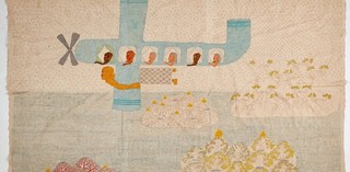 Jumaadi / Indonesia/Australia b.1973 / Flying artist 2021 / Acrylic on cotton cloth primed with rice paste / 308 x 386cm / © Jumaadi / Courtesy: The artist, Jan Manton Gallery and King Street Gallery