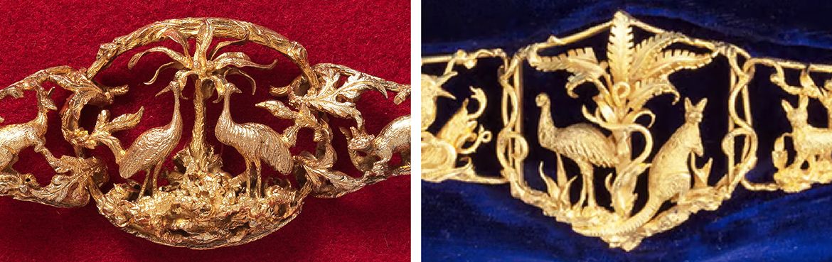 (left) Bracelet 1864, Collection: Queensland Art Gallery | Gallery of Modern Art / (Right) Bracelet 1858, Collection: Powerhouse Museum, Sydney