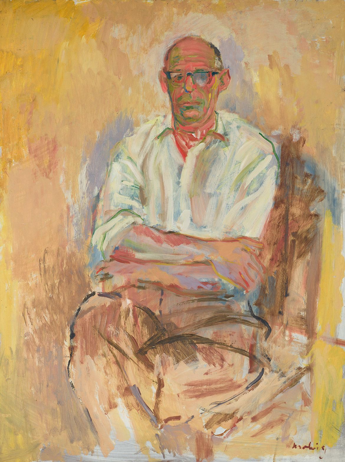 Jon Molvig, Australia 1923‑70 / Russell Drysdale 1964 / Oil on composition board / 122 x 91.4cm / Purchased 1983. Russell Cuppaidge Fund / Collection: Queensland Art Gallery | Gallery of Modern Art / © Otte Bartzis