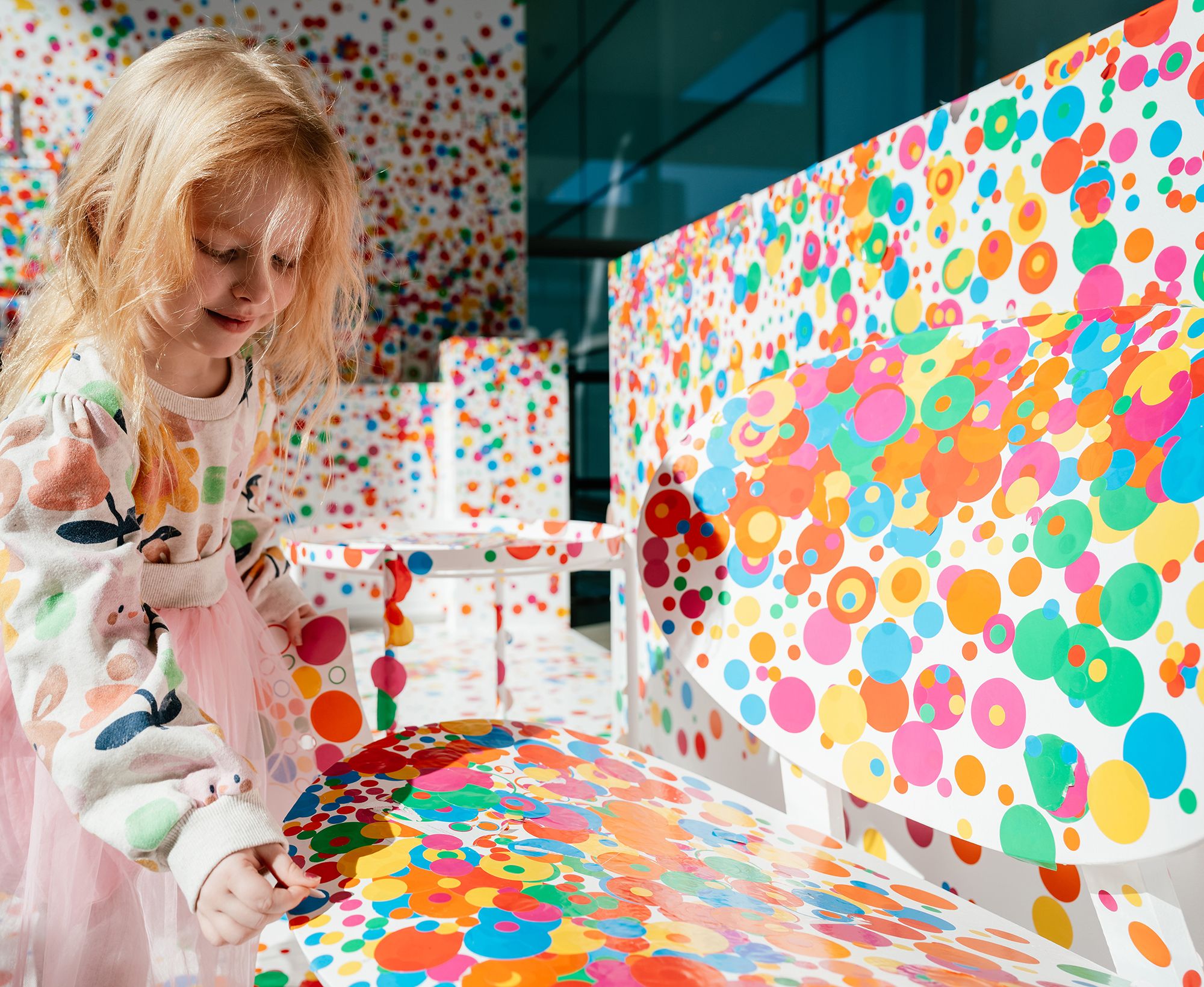 Yayoi Kusama’s The obliteration room 2002-present in 'Wonderstruck' at the Gallery of Modern Art, 2025 / Photograph: J Ruckle © QAGOMA