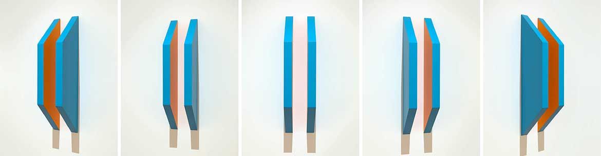Margaret Worth, Australia b.1944 / Untitled 1968 / Single pack epoxy on marine plywood / Two parts: 122 x 30 x 30cm (installed) / Purchased 2018 with funds from David and Judith Tynan through and with the assistance of the QAGOMA Foundation / Collection: Queensland Art Gallery | Gallery of Modern Art / © Margaret Worth/Copyright Agency