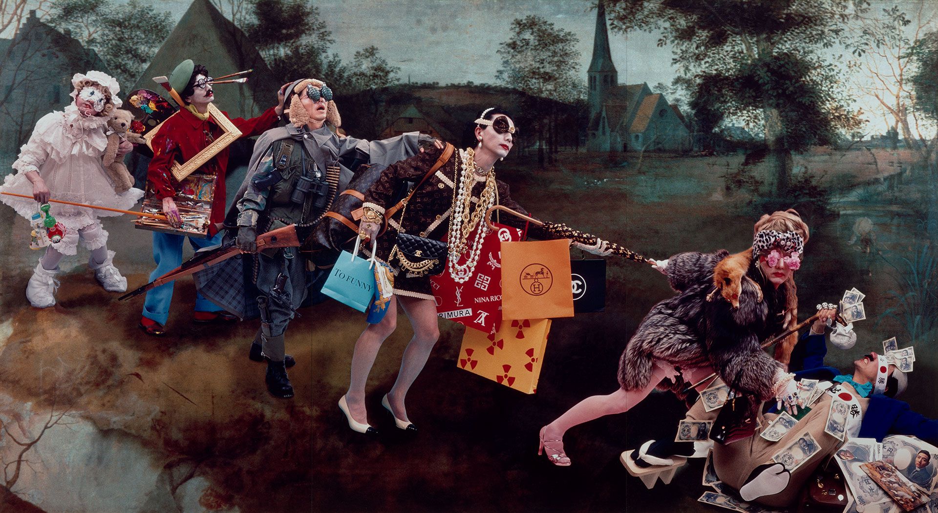 Yasumasa Morimura, Japan b.1951 / Blinded by the light 1991 / Type C photograph with surface varnish on paper on plywood in gold frame / Triptych: 200 x 383cm (overall, framed); 200 x 121cm (each panel) / Purchased 1996 with proceeds from the Brisbane BMW Renaissance Ball through the QAG Foundation. Celebrating the Queensland Art Gallery’s Centenary 1895-1995 / Collection: Queensland Art Gallery | Gallery of Modern Art / © Yasumasa Morimura