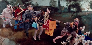 Yasumasa Morimura, Japan b.1951 / Blinded by the light 1991 / Type C photograph with surface varnish on paper on plywood in gold frame / Triptych: 200 x 383cm (overall, framed); 200 x 121cm (each panel) / Purchased 1996 with proceeds from the Brisbane BMW Renaissance Ball through the QAG Foundation. Celebrating the Queensland Art Gallery’s Centenary 1895-1995 / Collection: Queensland Art Gallery | Gallery of Modern Art / © Yasumasa Morimura