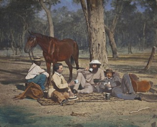 Richard Daintree, England/Australia 1832–78 / Midday camp 1864–70 / Photograph overpainted with oils / Collection: Queensland Museum, Brisbane