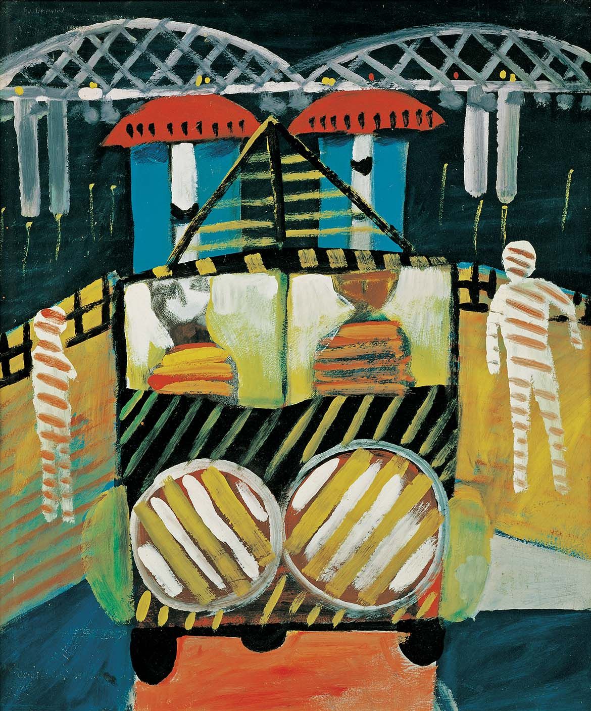 Charles Blackman, Australia 1928-2018 / City lights 1952 / Oil and enamel on cardboard / 74 x 62cm / Purchased 2005 with funds raised through the QAG Foundation Blackman Art Appeal / Collection: Queensland Art Gallery | Gallery of Modern Art / © Charles Raymond Blackman/Copyright Agency