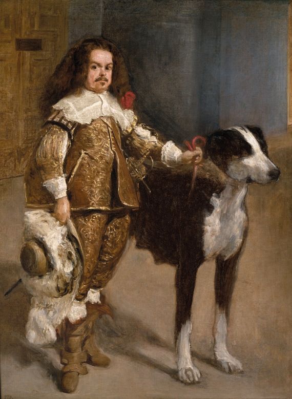 Anonymous (Studio of Velazquez) Retrato de bufÃ³n con perro P1203, 142 x 107