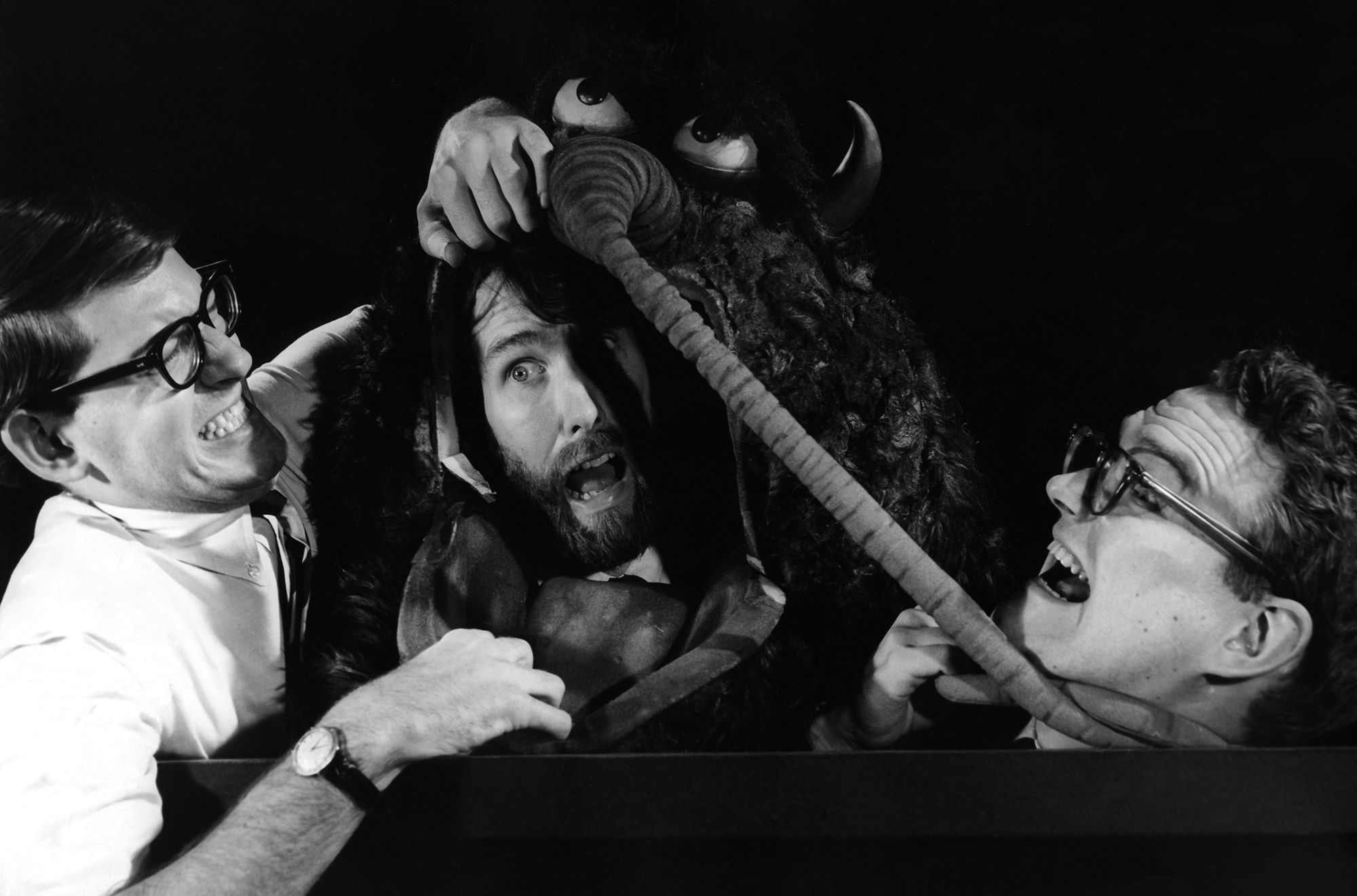 Frank Oz, Jim Henson and Jerry Juhl with ‘Big V’ puppet 1964 / © The Jim Henson Company. All Rights Reserved / Image courtesy: The Jim Henson Company