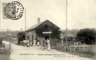 ERAGNY (Oise) / Halte d'Éragny-Bazincourt (The Éragny-Bazincourt Station/stopover) / Publisher: Lamaury / Photograph: Gisors (Eure) / Date stamped 1906