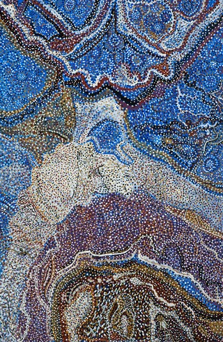 Mavis Ngallametta, Kugu-Uwanh people, Putch clan, Australia 1944–2019 /
The beach at Iklet 2010 / Synthetic polymer paint and earth
pigments on linen / 203 x 134cm / South Australian Government Grant 2010 / Collection: Art Gallery of South Australia, Adelaide / © Estate of Mavis Ngallametta
