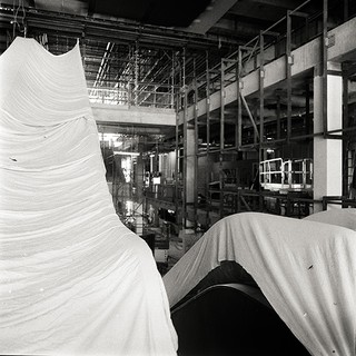 GOMA construction Photograph by Peter Liddy Camera scan of black and white medium format negative
