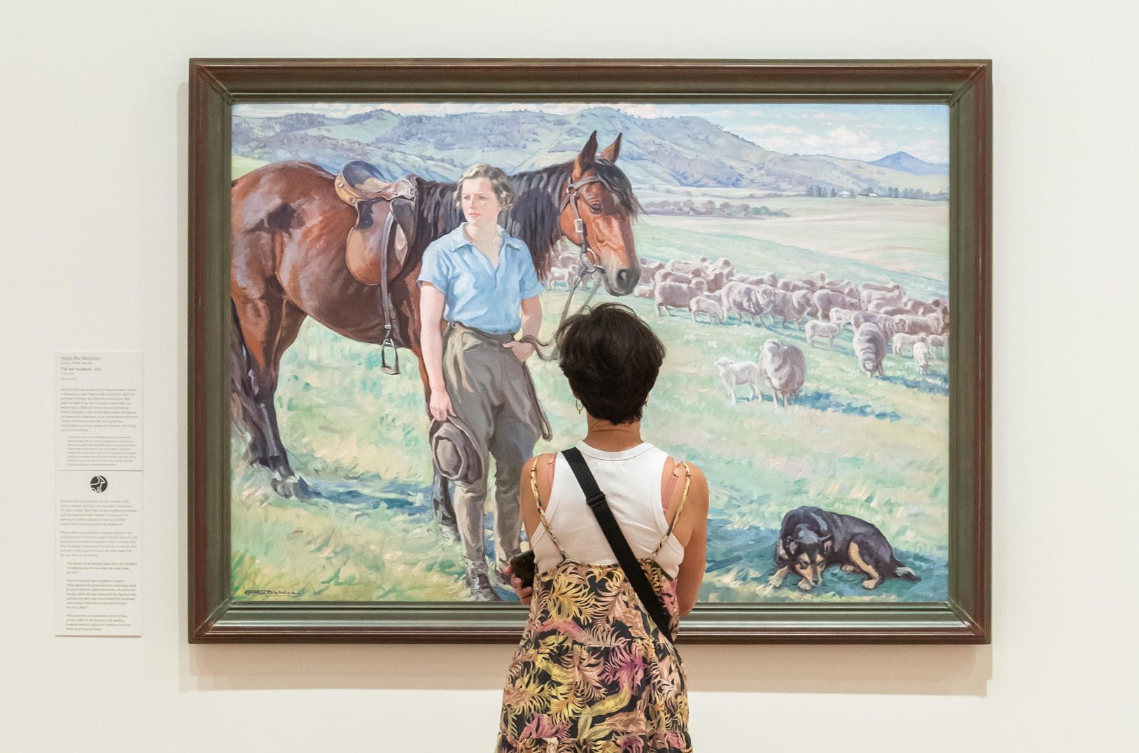 Hilda Rix Nicholas / Australia VIC 1884 - 1961 / The fair musterer (installation view) 1935 / Oil on canvas / 102.3 x 160.4cm / Purchased 1971 / Collection: Queensland Art Gallery | Gallery of Modern Art / © QAGOMA / Photograph: C Baxter, QAGOMA