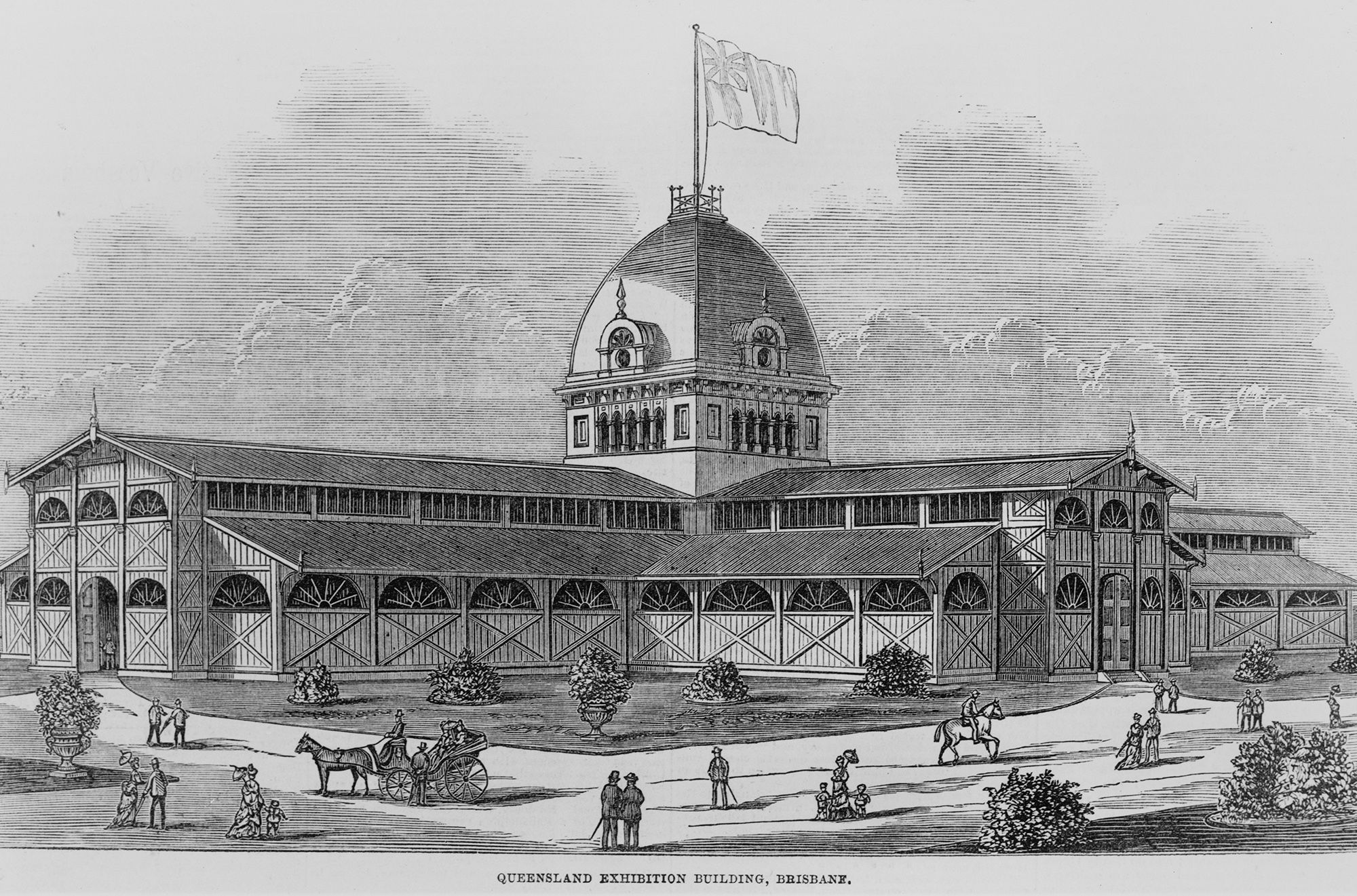 Architectural drawing of the Queensland Exhibition Building, Brisbane, 1876 / 99184004871402061 / Courtesy: John Oxley Library, State Library of Queensland, Brisbane