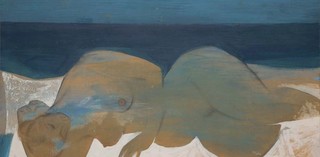 Jon Molvig, Australia 1923-70 / Blue nude c.1959 / Oil on composition board / 76.8 x 101.3cm / Purchased 1980 / Collection: Queensland Art Gallery | Gallery of Modern Art / ┬® Otte Bartzis