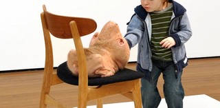 Patricia Piccinini, Australia b.1965 / Doubting Thomas 2008 / Silicone, fibreglass, human hair, clothing, chair / 100 × 53 × 90cm / Edition of 3 + 1 A/P. / McClelland Sculpture Park + Gallery Collection, Langwarrin. Purchased in 2010, The Elisabeth Murdoch Sculpture Foundation. Courtesy: The artist.