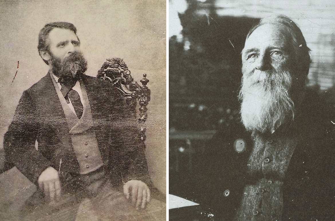 Left: Isaac Walter Jenner taken in England prior to his arrival in Brisbane in 1883 / Right: The artist on the verandah of his Brisbane home, c.1890s