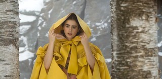 Promotional image from Mirror Mirror 2012 showing ‘Yellow dress with hood’ worn by Lily Collins as ‘Princess Snow’ / Director: Tarsem Singh / © 2012 UV RML NL Assets LLC. / Photograph: Jan Thijs