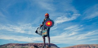 Tony Albert, David C Collins and Kieran Lawson Warakurna - Superheroes #1 2017 / Archival pigment print on paper, 100 x 150cm, edition of 3 + 2AP