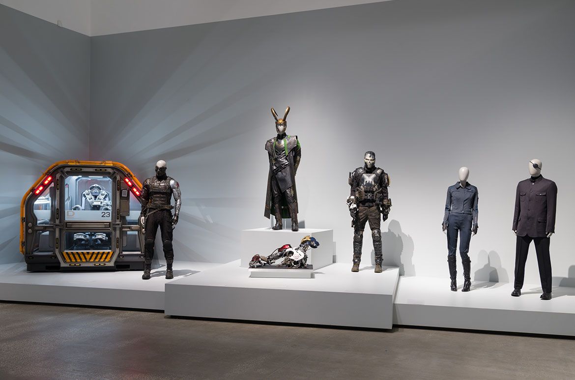 Installation view of ‘The Avengers’ room, ‘Marvel: Creating the Cinematic Universe’, GOMA 2017 / Photograph: Natasha Harth © QAGOMA
