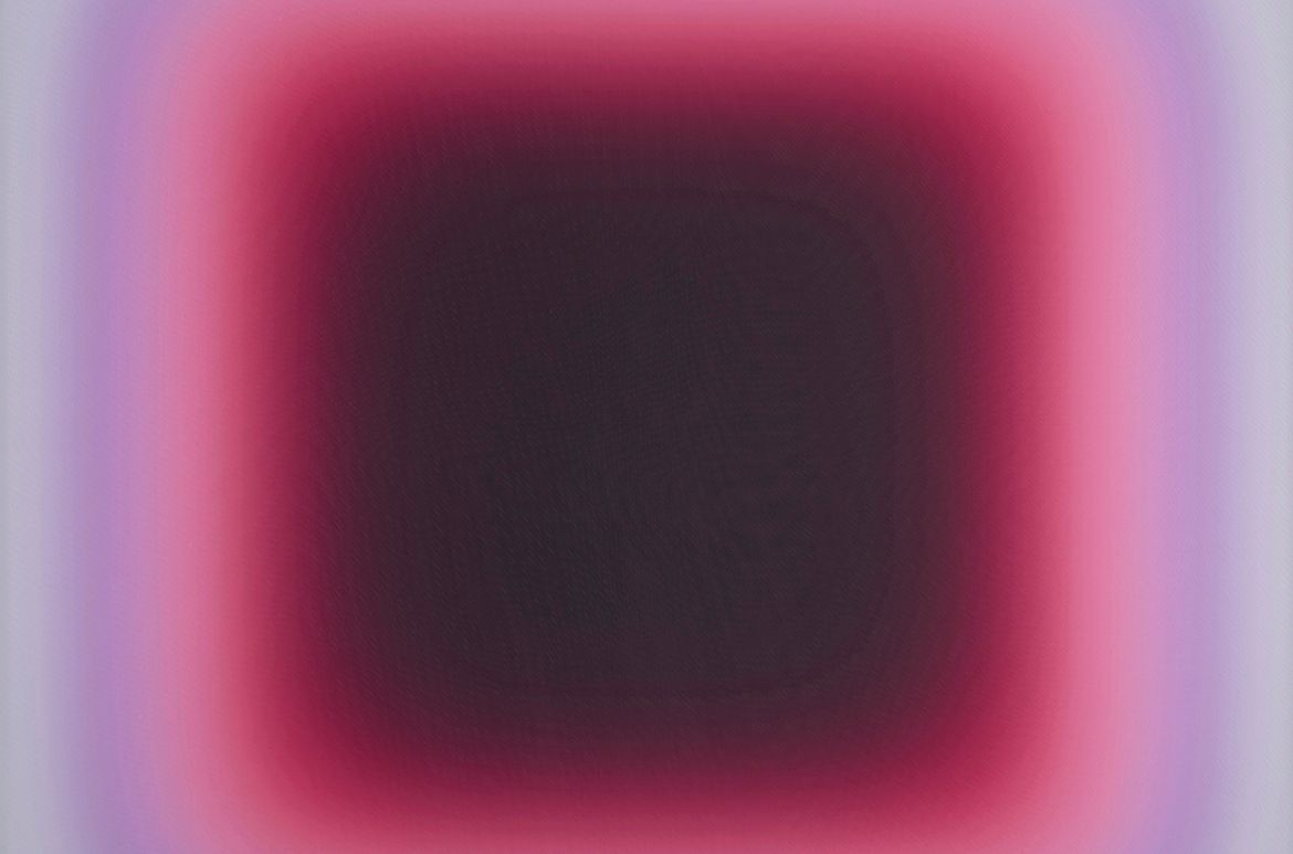 Jonny Niesche, Australia b.1972/ Schein blossom (mond) 2020 / Dye sublimation print on polyester voile, powder-coated steel, wood and mirror-polished brass / 176 x 176 x 3.4cm / Gift of the artist through the QAGOMA Foundation 2023. Donated through the Australian Government’s Cultural Gifts Program / Collection: Queensland Art Gallery | Gallery of Modern Art / © Jonny Niesche
