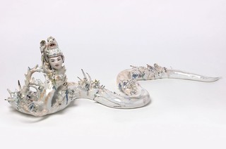Soe Yu Nwe, Myanmar b.1989 / Naga Maedaw serpent 2018 / Glazed porcelain, china paint, gold and mother of pearl lustre / Five parts: 133 x 48 x 37cm / Purchased 2018. Queensland Art Gallery | Gallery of Modern Art Foundation / Collection: Queensland Art Gallery | Gallery of Modern Art / © Soe Yu Nwe