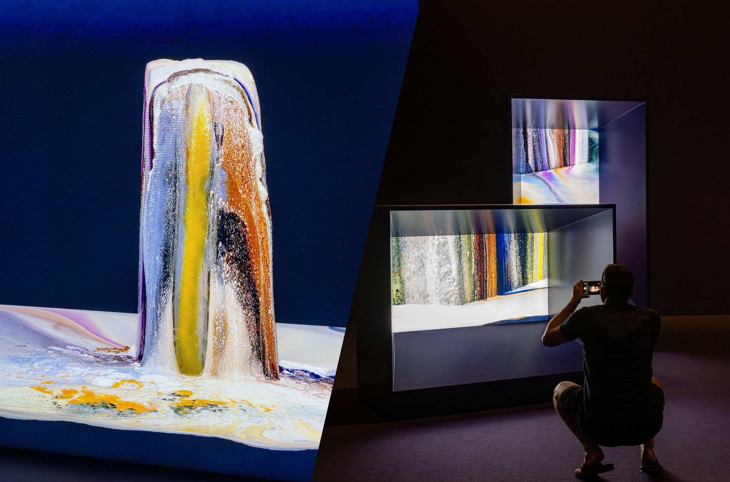 Dawn Ng, Singapore b.1982 / ‘The Earth is an hourglass’, comprising: The Earth is an hourglass 2024 / Single-channel 4K video: 16:9, colour, 38:33 minutes / Purchased 2024 with funds from the Melbourne Art Foundation and the QAGOMA Foundation / Collection: Queensland Art Gallery | Gallery of Modern Art / © Dawn Ng / Orbit I 2024 and Orbit II 2024 / Two-channel 4K video: 16:9, colour, 38:33 minutes / Installed for ‘The 11th Asia Pacific Triennial of Contemporary Art’ / Courtesy: The artist and Sullivan+Strumpf, Singapore