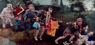 Yasumasa Morimura, Japan b.1951 / Blinded by the light (detail) 1991 / Type C photograph with surface varnish on paper on plywood in gold frame / Triptych: 200 x 383cm (overall, framed); 200 x 121cm (each panel) / Purchased 1996 with proceeds from the Brisbane BMW Renaissance Ball through the Queensland Art Gallery Foundation. Celebrating the Queensland Art Gallery's Centenary 1895-1995 / Collection: Queensland Art Gallery | Gallery of Modern Art / © Yasumasa Morimura