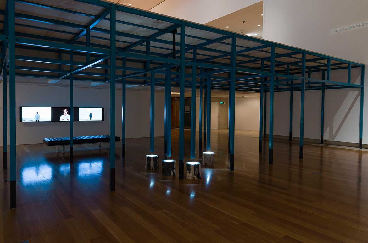 Boedi Widjaja, Indonesia b.1975 / Black—Hut, Black—Hut 2018–19, installation view at Queensland Art Gallery | Gallery of Modern Art / Mixed media installation / Co-commissioned with Singapore Art Museum for APT9 and Singapore Biennale 2019 / Photograph: Natasha Harth © QAGOMA