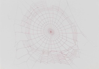 Sandra Selig, Australia b.1972 / Untitled (from 'Webs from my garden' series) 2004-05 / Enamel on spider web with adhesive and sealant on paper / 27.7 x 41.8cm / Purchased 2005. QAG Foundation Grant / Collection: Queensland Art Gallery | Gallery of Modern Art / © Sandra Selig