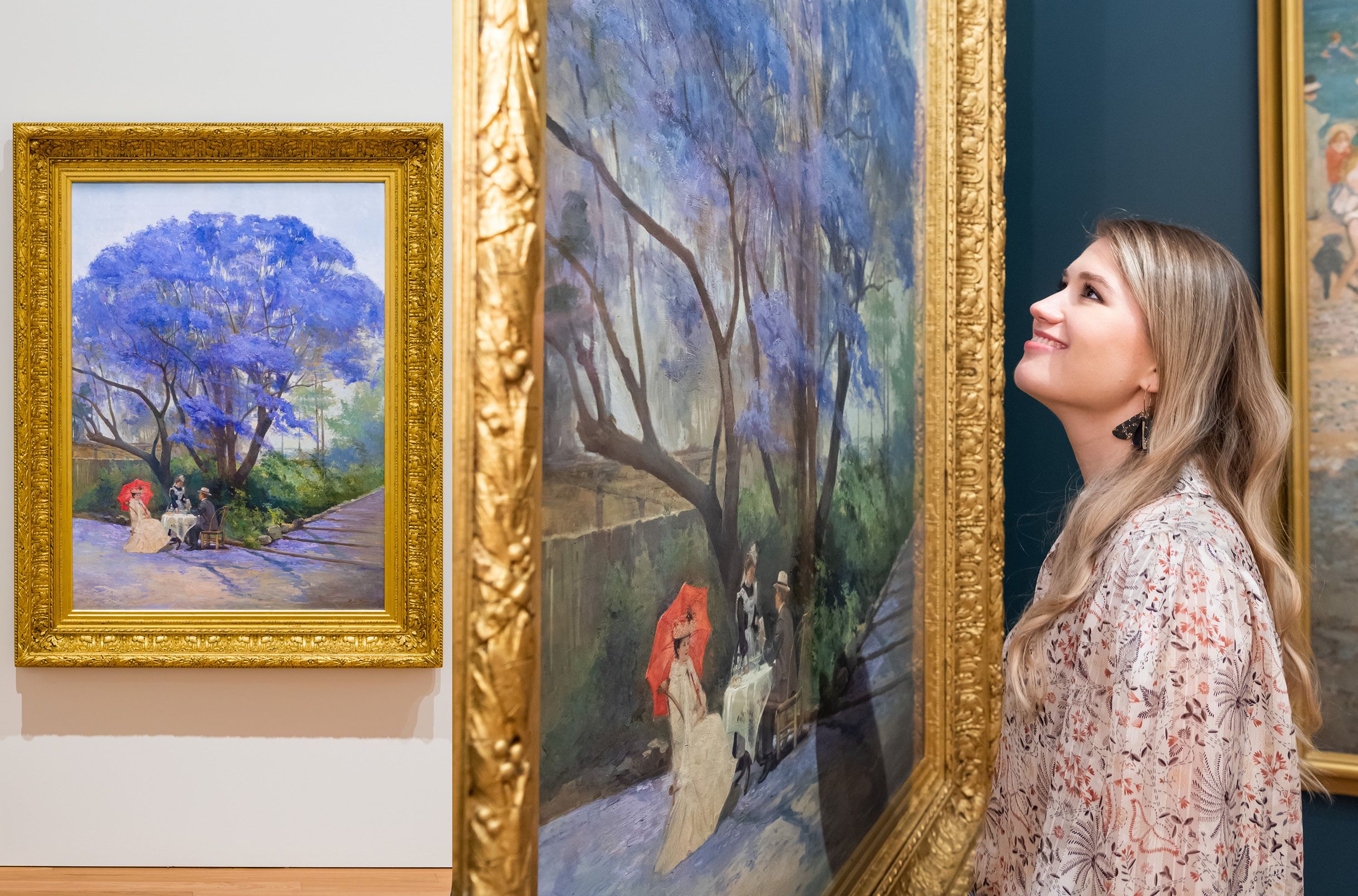 R Godfrey Rivers, England/Australia 1858–1925 / Under the jacaranda 1903 / Oil on canvas / 143.4 x 107.2cm / Purchased 1903 / Collection: Queensland Art Gallery | Gallery of Modern Art