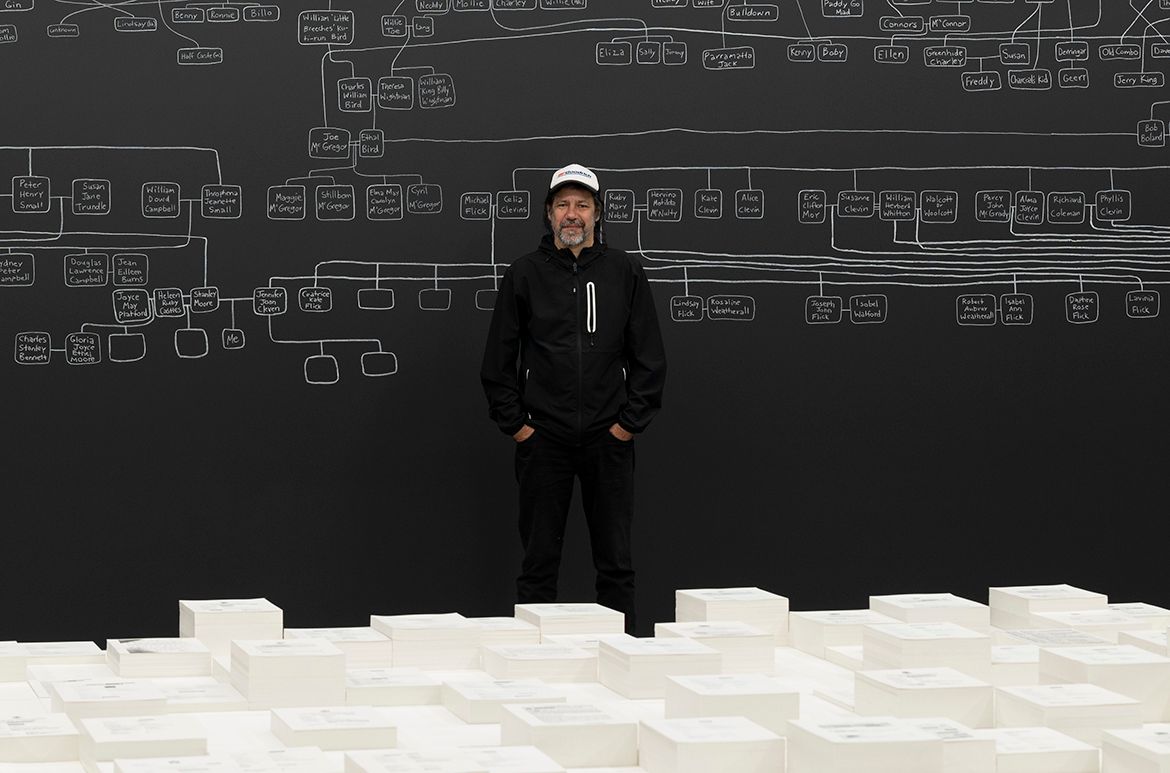 Archie Moore with kith and kin (installation view, Australia Pavilion, Venice Biennale) 2024 / Presented to Queensland Art Gallery | Gallery of Modern Art and Tate by Creative Australia on behalf of the Australian Government 2024 / Collection: Queensland Art Gallery | Gallery of Modern Art / © Archie Moore / Photograph: Andrea Rossetti / Image courtesy: The artist and The Commercial, Sydney