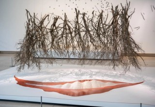 Judy Watson / Waanyi people / Australia b.1959 / salt in the wound 2008/09 / Salt, ochre, black wattle branches / Dimensions variable / Courtesy: The artist and Milani Gallery, Brisbane (Meeanjin/Magandjin) / Photograph: N Umek © QAGOMA