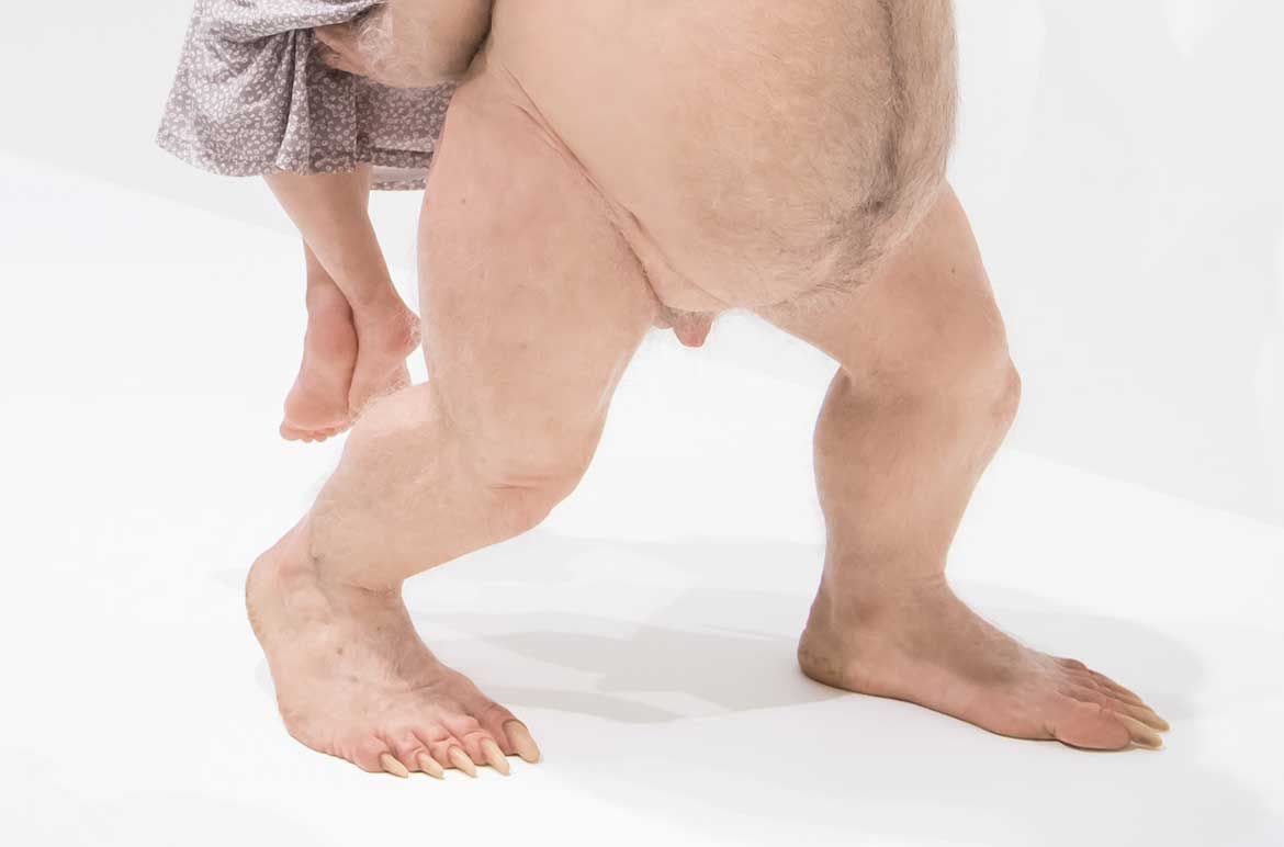 Patricia Piccinini, Australia b.1965 / The Carrier 2012 / Silicone, fibreglass, human hair, animal fur / ed. 1/1 + 1 AP / 170 x 115 x 75cm / Lyon Collection, Lyon Housemuseum, Melbourne / © The artist