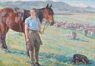 Hilda Rix Nicholas, Australia 1884-1961 / The fair musterer 1935 / Oil on canvas / 102.3 x 160.4cm / Purchased 1971 / Collection: Queensland Art Gallery | Gallery of Modern Art / © QAGOMA