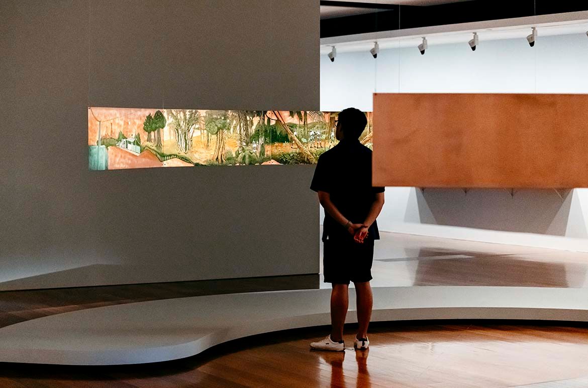 Lee Paje, The Philippines b.1980 / Somewhere, someday when we are the sea 2021 / Oil on copper / 12 panels: 45.7 x 121.9 (each) / Commissioned for ‘The 10th Asia Pacific Triennial of Contemporary Art’ (APT10). Purchased 2021 with funds from Tim Fairfax AC through the Queensland Art Gallery | Gallery of Modern Art Foundation / Collection: Queensland Art Gallery | Gallery of Modern Art / © Lee Paje / Photograph: J. Ruckli © QAGOMA