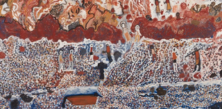 Mavis Ngallametta, Kugu-Muminh people, Putch clan, Australia QLD 1944-2019. Ikalath #10 (detail) 2012 / Natural ochres and charcoal with acrylic binder on linen / 298.5 x 200.5cm. Private Collection, Sydney © The estate of Mavis Ngallametta. Photograph: Jenni Carter.

